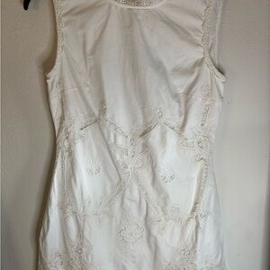 Anthropologie White Lace-Trimmed dress